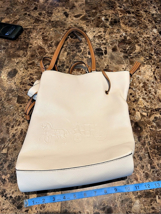 Coach Handbags - Coach Tote 27 With Horse And Carriage Tote in White & Brown